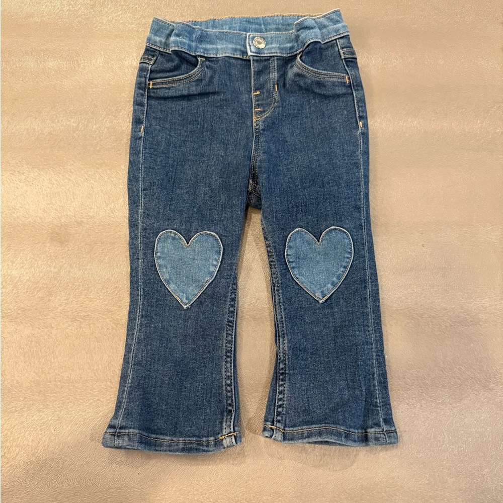 H & M Kids Denim Heart Patch Jeans. Size 18 months.